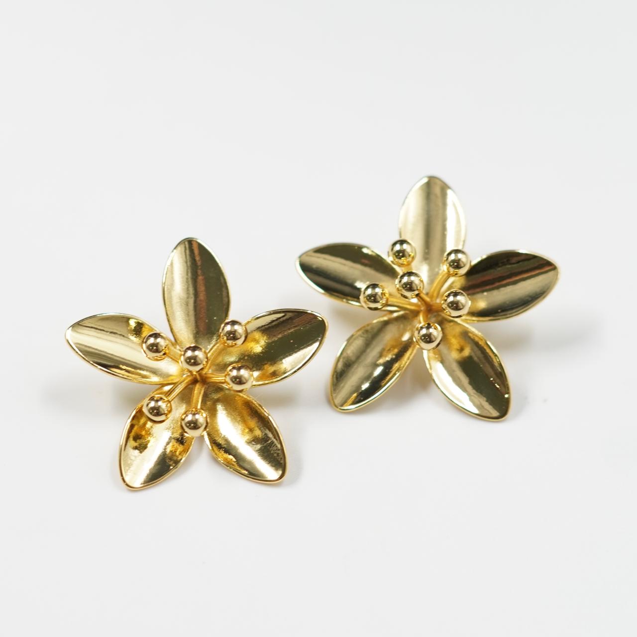 Miniatura 2 de ARETES RODIO FLORES DORADO